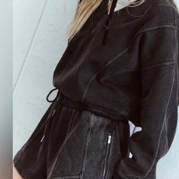 FREE PEOPLE MOVEMENT Intercept Romper Women's Medium Washed Black - Picture 12 of 13